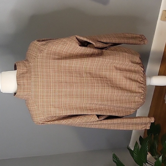 Bette & Court Tan Plaid Pullover 1/2 Zip Elastic Waist Golf Jacket Size S - Picture 3 of 14